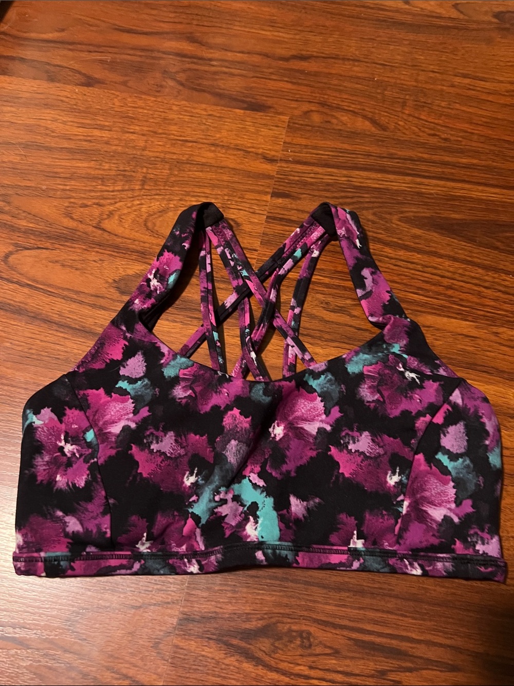 lululemon athletica Purple Teal Floral Strappy Sports Bra